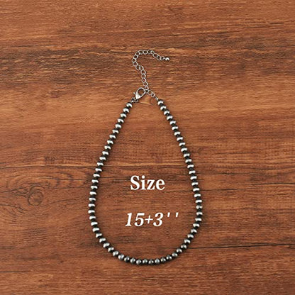 Navajo Pearl Necklace Western Jewelry for Women Cowgirl | Layered Western Necklaces Country Concert Choker Jewelry Gift - color: turquoise 6mm