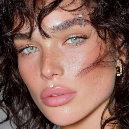 3 Pcs 316L Stainless Steel 16G Tragus Helix Rook Piercing Jewelry with Chain, Cartilage Earrings for Women, Belly Button Ring Vertical Labret Lip Piercing Jewelry - color: Silver, size: Disc