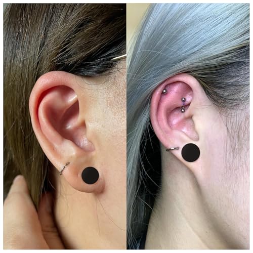 8G-25mm Black Soft Solid Silicone Ear Gauges Stretching Kit Double Flared Plugs Tunnels Expanders Stretcher Saddle Earrings Piercing Jewelry for Men Women Black White Flesh Skin Tone - color: Black 8G-25mm