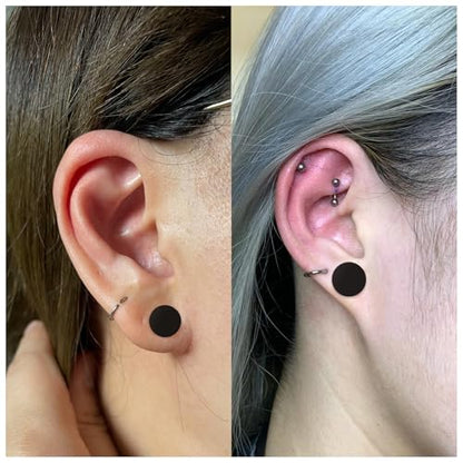 8G-25mm Black Soft Solid Silicone Ear Gauges Stretching Kit Double Flared Plugs Tunnels Expanders Stretcher Saddle Earrings Piercing Jewelry for Men Women Black White Flesh Skin Tone - color: Black 8G-25mm