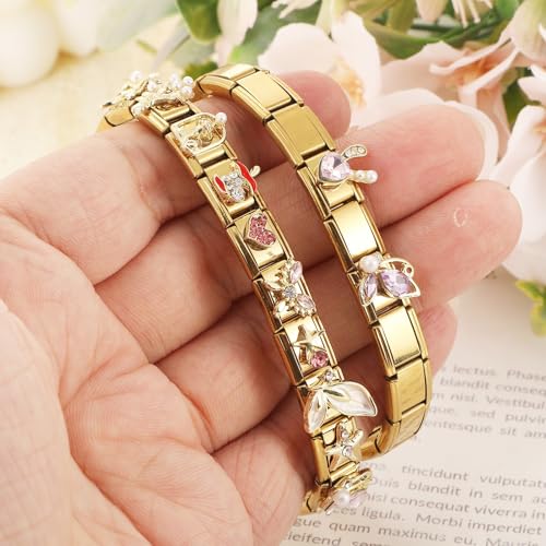 Italian Charms Bracelet Sets with 1Pcs Starter Brascelet 9Pcs Charms 9mm Italian Modular Charm Bracelet DIY Module Jewelry Gifts - color: A-Starter Bracelet Set-20Pcs Crystal