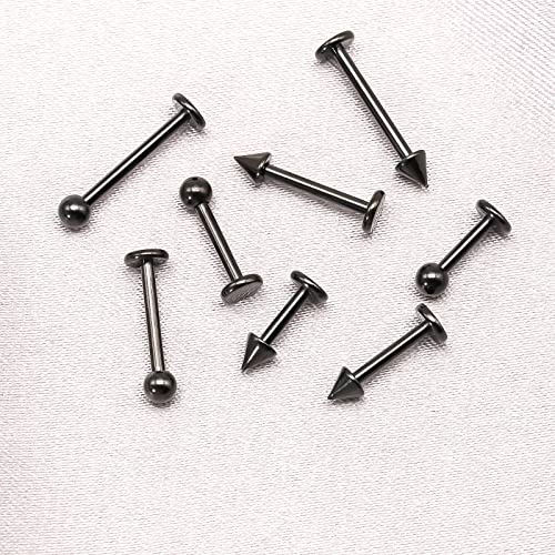 BLISI G23 Solid Titanium Eyebrow Piercing Jewelry, Gold Black Rose Gold Silver Pink Rainbow Eyebrow Rings 16G Curved Barbell,Tiny Vertical Labret Lip Jewelry Rook Piercing Jewelry for Women and Men - color: Black 3