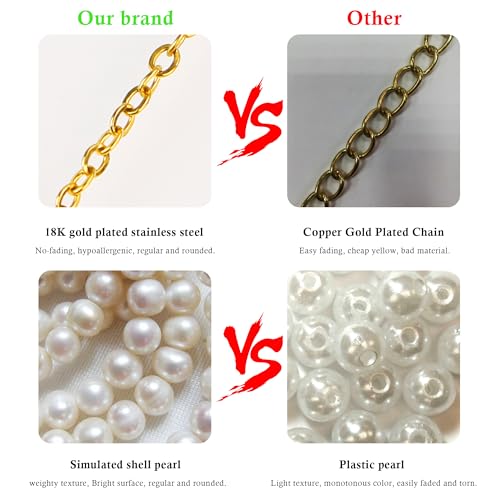 DAYANEY Pearl Bracelets for Women Gold Bracelet Silver Pearl Jewelry | Gold Bracelet Silver Pearl Jewelry Summer Gifts for Girls Dainty Daisy and Heart Bracelets Cute Floral Jewelry for Bridesmaid - style: Gold Pearl-Layered