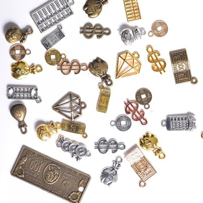 stino 100 G Mixed Style Metal Charms for Jewelry Making, Bulk Silver & Gold Plated, for Bracelet, Necklace, Earrings DIY Crafts - style: Coin