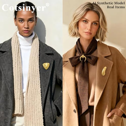 Stainless Steel Brooch Pin for Women & Men,Lapel Pin | Minimalist Statement Elegant Geometric, Sweaters Coat Suit Shawl Collar Shirt Coat Jacket Hat Dress Swim, Velvet Bag & Box - style: Trio-Gold