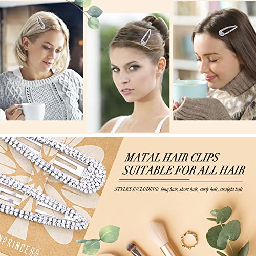 KANPRINCESS Hair Clip, 2Pcs 2.4Inch Rhinestone, Silver, Hair Barrettes for Women Girls Bridal, Wedding, Party, Prom