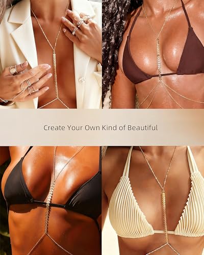 Hypoallergenic Waterproof 18K Gold Body Chain: Dainty 316L Surgical Stainless Steel Jewelry for Women Fashion, Cute Belly Waist Chain for Chest Stomach Hip Bikini Belt