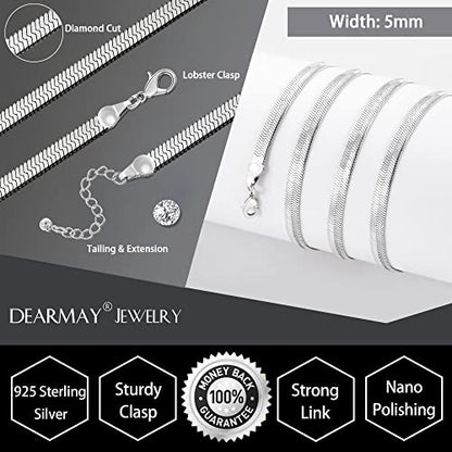 DEARMAY 14K Gold Plated Herringbone Necklaces for Women, Dainty Gold Snake Choker Chain Non Tarnish Trendy Simple Thin & Chunky Options Neckalce 1.5/3/5/6/8mm Chain Jewelry for Gifts - color: SL-5MM 14" Herringbone Necklace