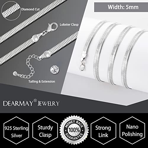 DEARMAY 14K Gold Plated Herringbone Necklaces for Women, Dainty Gold Snake Choker Chain Non Tarnish Trendy Simple Thin & Chunky Options Neckalce 1.5/3/5/6/8mm Chain Jewelry for Gifts - color: SL-5MM 16" Herringbone Necklace