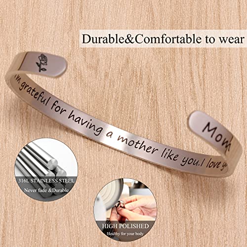 Btysun Bracelets for Women Mothers Day Bracelet Gifts from Daughter Inspirational Gifts for Women Graduation Gifts for Her Motivational Birthday Cuff Bangle Friendship Personalized Mantra Jewelry… - style: 1- Mom gifts-I'm grateful for having a mother lik