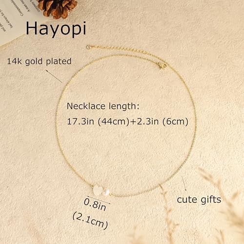 Pearl Necklaces for Women Trendy,14k Gold Plated Pearl Pendant Necklace Dainty Wedding Necklace Small Cute Gold Choker Necklace for Women Non Tarnish Gold Prom Jewelry Fashion Bridesmaids Gifts - color: heart pearl necklace