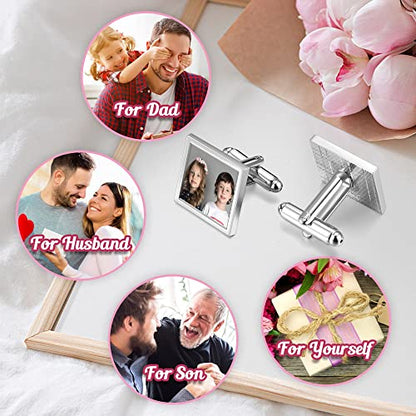 Zysta Personalized Cufflinks for Men Custom Photo Cufflinks Stainless Steel Cufflinks with Picture Customized Wedding Memorial Gift for Groom Father of the Bride - style: Square