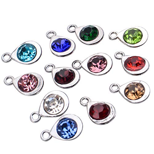 Aylifu Birthstone Charms Crystal Pendant Charms 12 Months Birth Charms for Necklace Bracelet Earring - color: 12 Colors