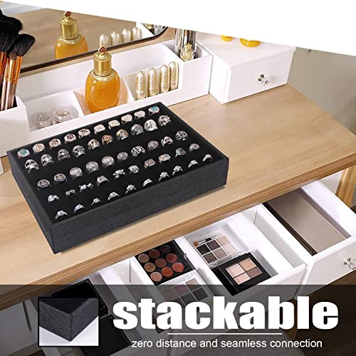 Julysky 2 PCS Stackable Ring Tray for Drawer,Jewelry Holder Organizer,Ring Display Stand for Selling - size: 100 Slot Ring Tray + 100 Slot Ring Tray