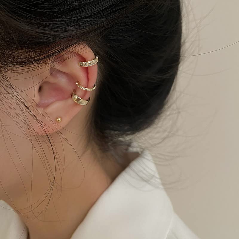Ear Cuff for Women 14K Gold Plated Cuff Earrings Cubic Zirconia Hoop Huggie Ear Cuffs for Girls Gold Ear Cuffs Non Pierced Ear Clips Cartilage Earring Women Jewelry - color: Gold A
