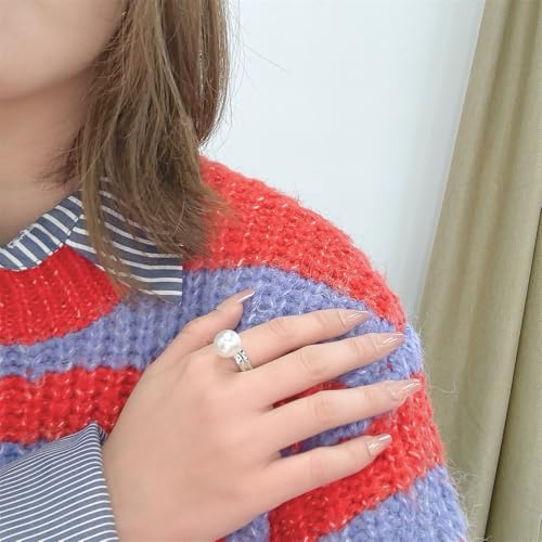 Shell Pearl Ball Silk Scarf Ring Brooch for Women Dainty Circle Layer Shawl Scarves Buckle Wrap Clasp Clip Rings Size 7 Brooches Fashion Dress Accessories Wedding Holiday Jewelry