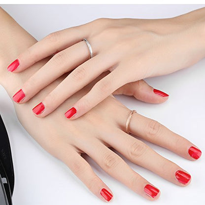 Women's Stainless Steel 2mm Thin Stacking Midi Rings Silver Rose Gold Sand Blast Finish Engagement Wedding Bands Size 3 to 10 - color: 2pcs (Silver, Rose-gold)