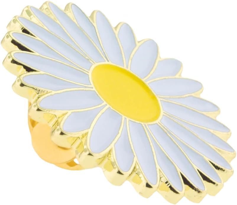 PinMart Flower Trendy Enamel Lapel Pin - color: White Daisy, size: 1 Piece