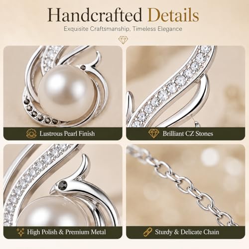 NONNYL Necklace Gifts for Women-Mothers Day Gift for Mom Her Wife Coules Girlfriend-Gifts for Wife Women Wedding Birthday Anniversary Jewelry, Christmas Day Valentine's Gift, Pearl Necklaces - color: Phoenix Pendant white pearl