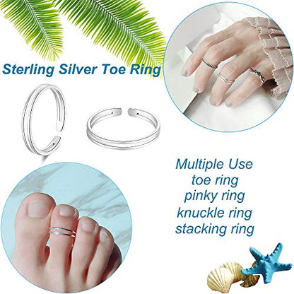 925 Sterling Silver Open Cuff Toe Ring for Women Adjustable Pinky Ring Band Size 2-4… - color: Style A