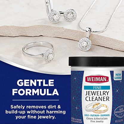 Weiman Fine Jewelry Cleaner Kit – 3PC Set, Jewelry Cleaning Liquid, Clean & Sparkle Stick and Polishing Cloth – For Diamonds, Earrings, Gold, Bracelets