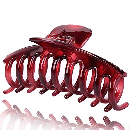 4.3" Jelly Color Hair Claw Clip-Acrylic Strong Holding Power Hair Clips Hairgrip for Women and Girls Hair Barrettes for Medium or Long Hair (Wine Red) - color: Wine Red