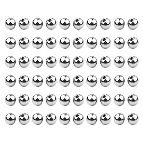 60-80PCS 316L Surgical Steel Replacement Balls Body Jewelry Piercing Barbell Parts 16G 14G Women Men - color: 60pcs 16G 5mm -- Silver