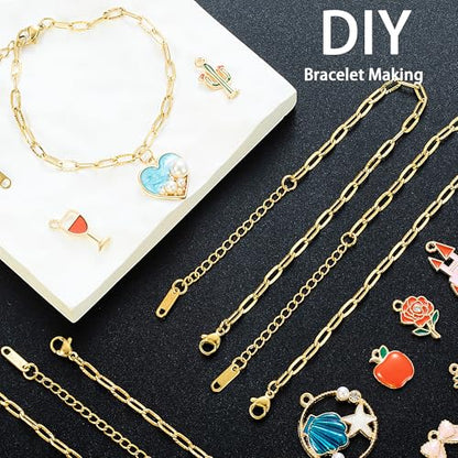 Wurosi 12PCS 18K Gold Plated Embossed Bracelet Chains 6.3Inch Gold Charm Bracelet Chains for Women DIY Jewelry Making - color: Bracelets 12 PCS Gold