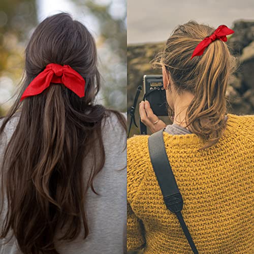 Ondder Hair Scrunchies Set - 15 Pcs Cute Bow Scrunchies, Elastic Hair Ties & Ponytail Holders for Women, Girls & Kids - Red - color: Red