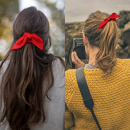 Ondder Hair Scrunchies Set - 15 Pcs Cute Bow Scrunchies, Elastic Hair Ties & Ponytail Holders for Women, Girls & Kids - Red - color: Red