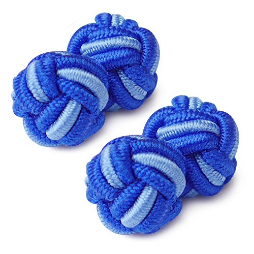 HONEY BEAR Round Silk Knot Elastic Fabric Cufflinks for Men Women 1 Pair | Wedding Business, Tarnish-Resistant, for Groomsmen, Father, Husband, Wife, Anniversary, and Formal Events - style: Blue Mix