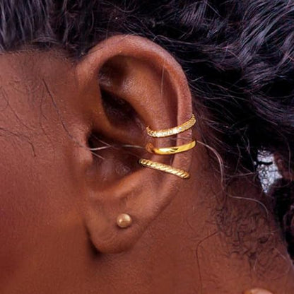 5 Pcs Thin Chunky Ear Cuff Earrings for Women 14K Gold Plated Brass Ear Cuffs Non Piercing Trendy Clip on Cartilage Earrings Cubic Zirconia Fake Piercings Earrings Jewelry - color: Style A,Thin Gold