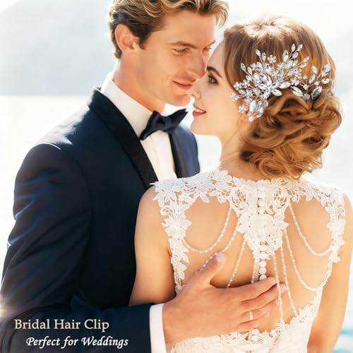 10 pcs Wedding Hair Accessories Bridal Hair Pins Silver Rhinestone with Pearls Hair Pieces for Brides Women Girls (Silver A) - color: Silver A