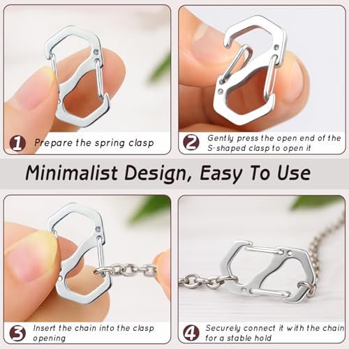 12pcs Double-Opening Stainless Steel Necklace Shortener Clasps – Small & Large Jewelry Connectors for Bracelets, Necklaces & Keychains