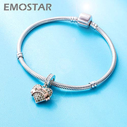 EMOSTAR Jan-Dec Birthstone Charms fits European Birthday Bracelet, Dangle 925 Sterling Silver Heart Shaped Pendant with 12 Months Birthstones, Gifts for Mom/Women - color: August Birthstone