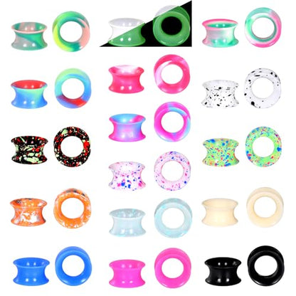 Xpircn 30Pcs Silicone Ear Gauges Flexible Ear Tunnels Plugs Stretchers Expander Double Flared Flesh Ear Piercing Jewelry for Women Men - style: Mixed Color:1/2"(12mm)