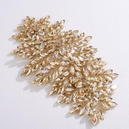 Bridal Rhinestone Hair Comb Large Rhienstone Wedding Headpiece Handmade Crystal Hair Comb for Bride Wedding Hair Accessories for Women (champagne) - color: champagne