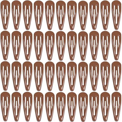 Teenitor 50Pcs Hair Barrettes For Women Brown Snap Hair Clips,2 Inch Hair Barrettes Hair Clips For Women, Brown - color: Brown