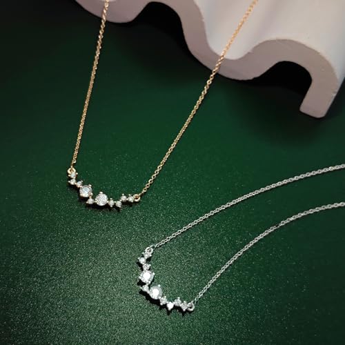 Zeffy Diamond Necklaces for Women, Dainty Gold Necklace 18k Gold Plated Layered Necklaces Simple Gold CZ Diamond Pendant Necklaces for Women Trendy Jewelry Gifts for Girls - color: Gold Multi CZ Necklace