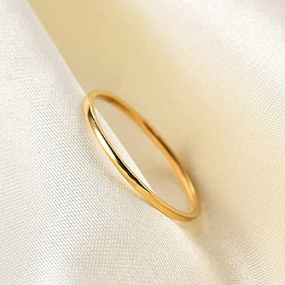 Women Stainless Steel Solitaire Stackable Ring Non Tarnish - color: 3 Gold, size: 6.5