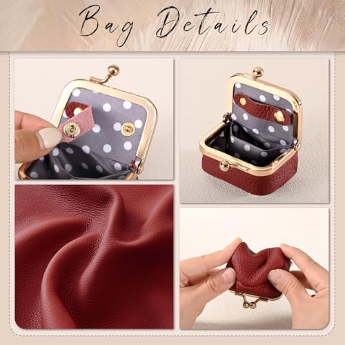 Zivyes Mini Jewelry Box Travel Small Coin Purse Organizer Case Genuine Leather Tiny Size (Red) - color: Red-Tiny