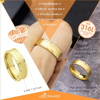 555Jewelry 4mm Sandblast Stainless Steel CZ Wedding Band Ring for Women & Men - color: Gold Style 7