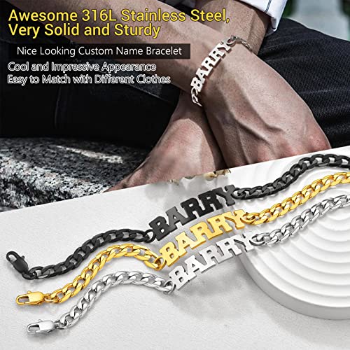 PROSTEEL Bracelets for Men, Figaro/Cuban Mens Bracelet, Silver/Gold/Black | 6/9/13mm Width, 7.5/8.3/9" Length, Stainless Steel Mens Bracelet, Durable & Non Tarnish, Chunky Jewelry with Gift Box - style: H 6mm-Cuban-Silver-Custom
