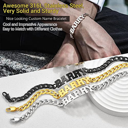 PROSTEEL Bracelets for Men, Figaro/Cuban Mens Bracelet, Silver/Gold/Black | 6/9/13mm Width, 7.5/8.3/9" Length, Stainless Steel Mens Bracelet, Durable & Non Tarnish, Chunky Jewelry with Gift Box - style: H 6mm-Cuban-Silver-Custom