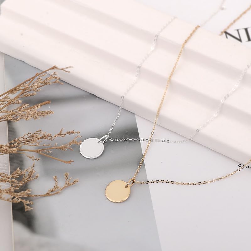 HOPE LOVE SHINE Women's New Beginnings Necklace - 14k Gold Plated Sterling Silver, Healing & Recovery Gift, Adjustable 16+2" Chain - color: 14K GOLD VERMEIL, style: c. BLANK SLATE