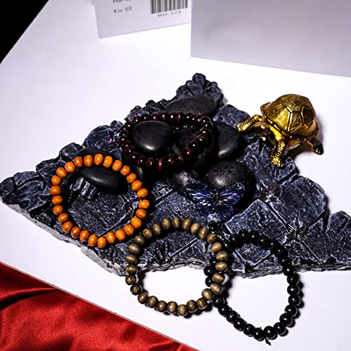 Eigso 6-8mm Wood Beads Bracelet Prayer Beads for Meditation Buddha Tibetan Bracelet for Men and Women - color: A1: 4PCS 8MM