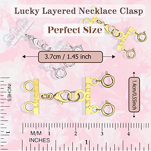 Dailyacc Lucky Necklace Layering Clasp 18K Gold and Silver Multi Strand Clasps for Stackable Necklaces
