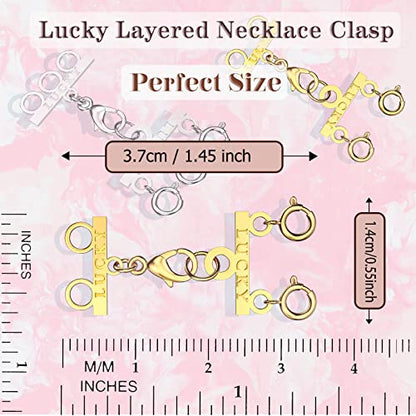 Dailyacc Lucky Necklace Layering Clasp 18K Gold and Silver Multi Strand Clasps for Stackable Necklaces - color: 4PCS Gold and Silver Clasps