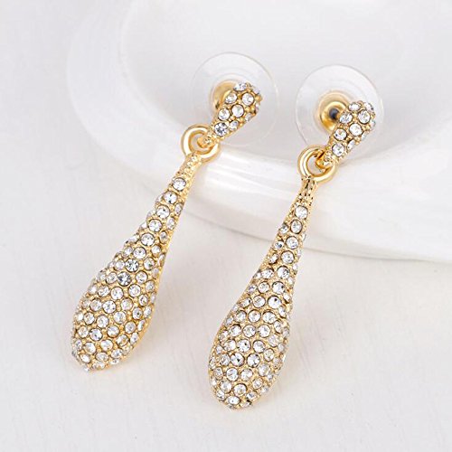 YINLI Full Crystal Rhinestone Gem Tear Drop Pendant Necklace Earrings Jewelry Sets - style: Style01