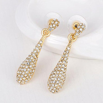 YINLI Full Crystal Rhinestone Gem Tear Drop Pendant Necklace Earrings Jewelry Sets - style: Style01